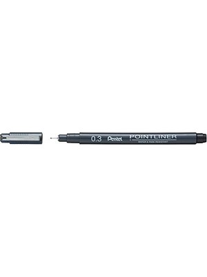 Mey İthalat Pointliner S20P-3A Fineliner, Siyah, Suya Dayanıklı ve Solmaz, 0,3 mm