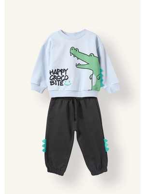 DeFacto Hayvan Desenli İnce Sweatshirt Kumaşı 2'li Takım Erkek Bebek I3754A526WN