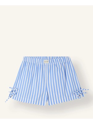 DeFacto %100 Pamuk Regular Fit Normal Bel Çizgili Poplin Şort Pijama Altı I4029AX26HS