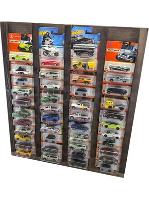 Mey İthalat Regular Kart Rafı; Doğal Ahşap Regular Kart Sergileme Vitrini, Kutusunda Card Oyuncak Araba Rafı-Ceviz