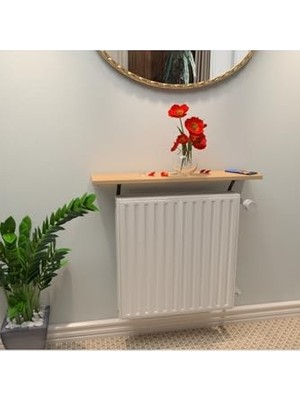 Mey İthalat Inter Petek Üstü Raf Duvara Montajsız Ahşap Uçan Raf Kalorifer Peteği Rafı Dresuar 80 * 18 cm