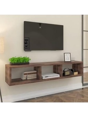 Mey İthalat Ceviz 140 cm Tv Ünitesi; Duvar Rafı ve Kitaplık