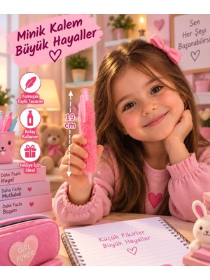 Seymen Bıçakçılık 19 cm Tüylü Kalem Sevimli Peluş Kalem Çocuk Öğrenci Kırtasiye Kalemi Hediyelik