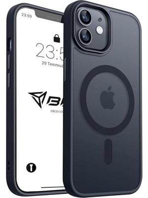 Mey İthalat Kılıf, iPhone 11 Için Kamera Korumalı Magsafe ile Uyumlu Kablosuz Şarj Özellikli Mat Şeffaf Renkli Telefon Kılıfı (Siyah)