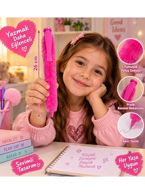 Seymen Bıçakçılık 26 cm Tüylü Kalem Sevimli Peluş Kalem Çocuk Öğrenci Kırtasiye Kalemi Hediyelik