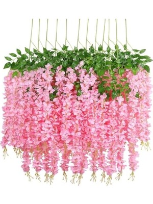 Mey İthalat Pembe Yapay Akasya Demeti, 80 Cm, 3 Sarkan Dallı, 12 Adet Bağ