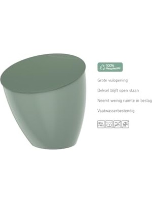 Mey İthalat 2200 ml Kapaklı Mutfak Çöp Kovası, Bulaşık Makinesinde Yıkanabilir, Nordic Blue