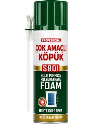 Mey İthalat Profesyonel Çok Amaçlı Poliüretan Montaj Köpüğü S801; Tamir, Dolgu ve Izolasyon Köpüğü