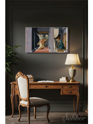 Şehber Sandro Botticelli'nin The Annunciation (Müjde) Adlı Eseri Yatay Kanvas Tablo 4409