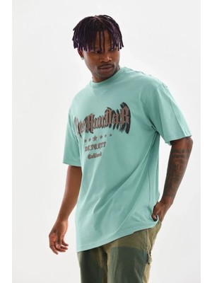 Ayessa Erkek Baskılı T-Shirt Kısa Kol Bisiklet Yaka Rahat Kalıp Tişört - Mint Yeşili Mint Yeşili - Xl