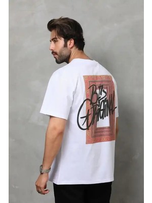 Ayessa Erkek Baskılı T-Shirt Kısa Kol Bisiklet Yaka Regular Fit Rahat Kalıp Tişört -  Beyaz Beyaz - M