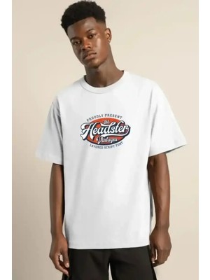 Ayessa Erkek Baskılı T-Shirt Kısa Kol Bisiklet Yaka Regular Fit Rahat Kalıp Günlük Tişört - Beyaz Beyaz - Xl