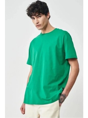 Ayessa Erkek Düz Penye Tişört Bisiklet Yaka Kısa Kol Regular Fit T-Shirt - Yeşil Yeşil - Xl