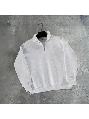 Ayessa Erkek Yarım Fermuarlı Üç Iplik Sweatshirt - Gri Gri - L