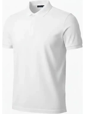 Ayessa Erkek Polo Yaka Düğmeli Pike Kumaş Tişört Regular Fit Kısa Kol T-Shirt - Beyaz Beyaz - S