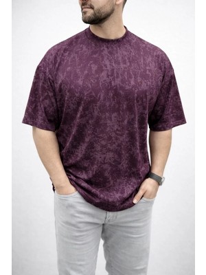 Ayessa Erkek Premium Tişört Osy Yumuşak Dokulu Yıkamalı Oversize T-Shirt - Bordo Bordo - 2xl