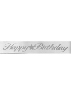 BenimMarifetlerim Gümüş Happy Brithday Beyaz Doğum Günü Kuşağı 2 Metre