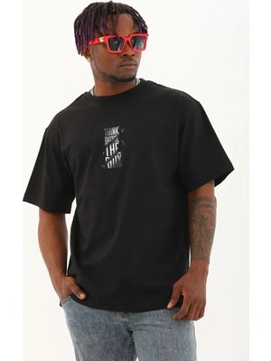 Ayessa Erkek Kısa Kol Baskılı Bisiklet Yaka T-Shirt - Siyah Siyah - 2xl