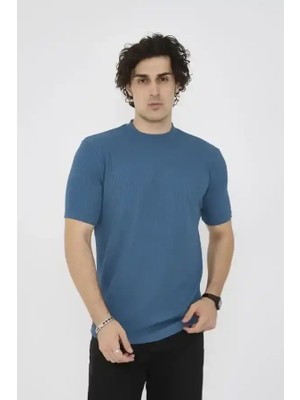 Ayessa Erkek Yazlık Tişört Bisiklet Yaka T-Shirt- Turkuaz Turkuaz - Xl