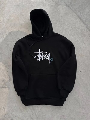 Ayessa Erkek Üç Iplik Kapşonlu Baskılı Sweatshirt - Siyah Siyah - M