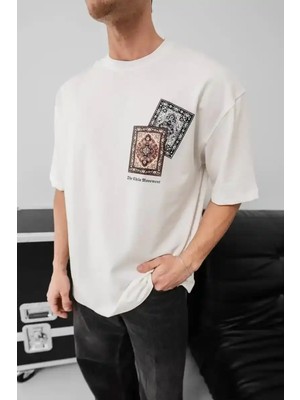 Ayessa Erkek Yazlık Bisiklet Yaka Baskılı Regular Fit Tişört Kısa Kol T-Shirt - Beyaz Beyaz - L