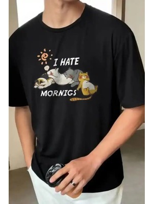 Ayessa Erkek Baskılı T-Shirt Kısa Kol Bisiklet Yaka Regular Fit Rahat Kalıp Günlük Tişört - Siyah Siyah - 2xl
