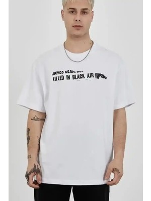 Ayessa Erkek Kısa Kol Yazlık Tişört Bisiklet Yaka Baskılı Oversize T-Shirt - Beyaz Beyaz - S