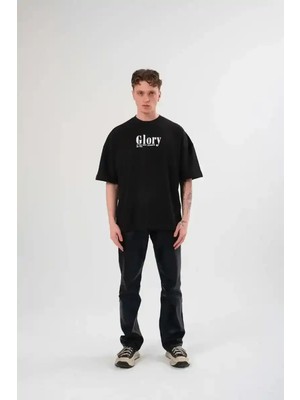 Ayessa Erkek Kısa Kol Yazlık Tişört Bisiklet Yaka Baskılı Oversize T-Shirt -  Siyah Siyah - 2xl