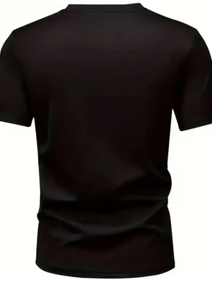 Ayessa Erkek Kısa Kol Yazlık Tişört Bisiklet Yaka Baskılı Oversize T-Shirt - Siyah Siyah - 2xl