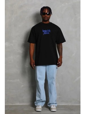 Ayessa Erkek Baskılı T-Shirt Kısa Kol Bisiklet Yaka Regular Fit Tişört - Siyah Siyah - 2xl