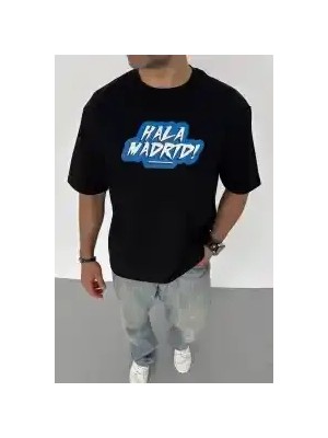 Ayessa Erkek Tişört Bisiklet Yaka Baskılı Regular Fit T-Shirt - Siyah Siyah - 2xl