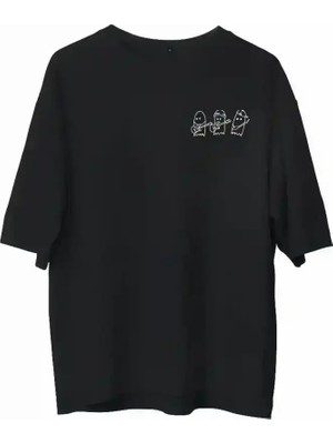 Ayessa Erkek Baskılı T-Shirt Kısa Kol Bisiklet Yaka Regular Fit Rahat Kalıp Günlük Tişört - Siyah Siyah - 2xl