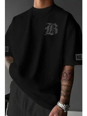 Ayessa Erkek Baskılı T-Shirt Kısa Kol Bisiklet Yaka Regular Fit Yazlık Tişört - Siyah Siyah - 2xl