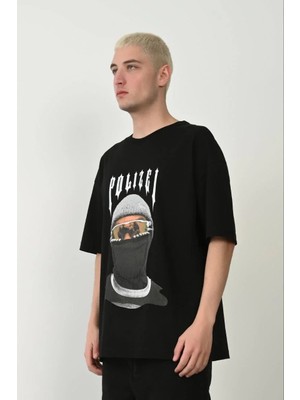 Ayessa Erkek Baskılı T-Shirt Kısa Kol Bisiklet Yaka Rahat Kalıp Tişört - Siyah Siyah - 2xl