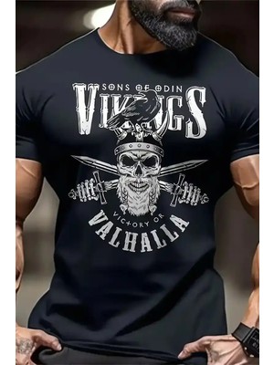 Ayessa Erkek Ön ve Arka Baskılı T-Shirt Kısa Kol Bisiklet Yaka Regular Fit Tişört - Siyah Siyah - 2xl