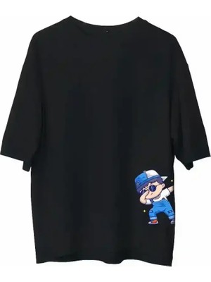 Ayessa Erkek Baskılı T-Shirt Kısa Kol Bisiklet Yaka Regular Fit Rahat Kalıp Günlük Tişört - Siyah Siyah - 2xl