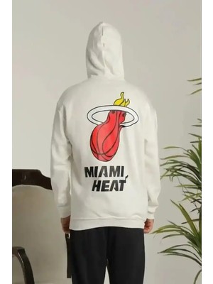 Ayessa Erkek 3 Iplik Pamuklu Kapüşonlu Baskılı Cepli Oversize Sweatshirt Hoodie - Beyaz Beyaz - S