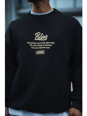 Ayessa Erkek 3 Iplik Pamuklu Bisiklet Yaka Ön ve Arka Baskılı Sweatshirt - Siyah Siyah - L