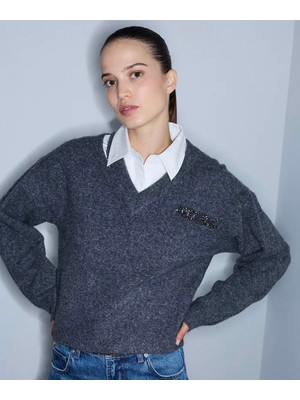 İpekyol Ipekyol Poplin Mix Çift Parça Antrasit Kadın Kazak IW6260050148