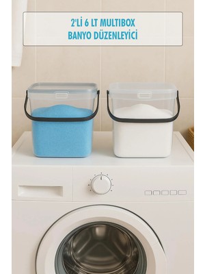 Veraura Lifestyle 2’li Multibox Deterjanlık Kutusu & Banyo Düzenleyici & Saklama Kutusu 6 Lt Şeffaf