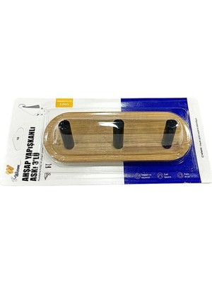 Veraura Lifestyle 3'li Ahşap Yapışkanlı Askı
