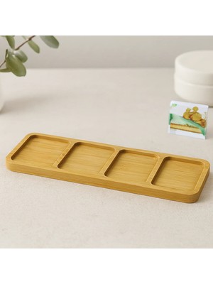 Veraura Lifestyle 4 Bölmeli Dikdörtgen Bambu Servis Tepsisi 32.8X10X1.4 cm