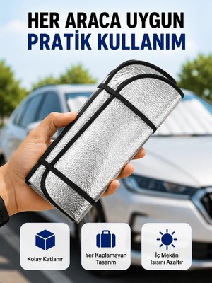Veraura Lifestyle Araç Ön Cam Güneşlik Isı Yalıtımlı Katlanabilir Model Renault Megane Honda Civic Opel Astra Ford Focus