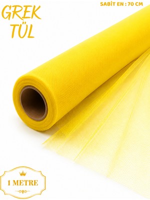 Beraye Tül, Sarı Iran Grek Tül, Nişan Çeyiz Bohça Kapı Doğum Günü Konvoy Parti Dekor Süsleme, 3 Metre (En 70CM)