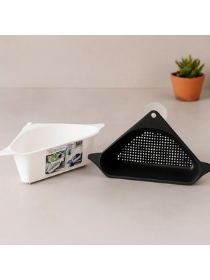 Veraura Lifestyle Süzgeçli Lavabo Köşe Rafı Vantuzlu Plastik