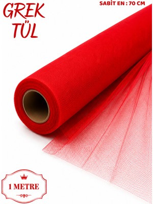 Beraye Tül, Kırmızı Iran Grek Tül, Nişan Çeyiz Bohça Kapı Doğum Günü Konvoy Parti Dekor Süsleme, 3 Metre (En 70CM)