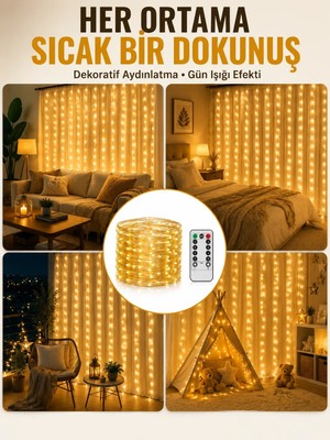 Veraura Lifestyle 300 LED Perde Işık – Sıcak Beyaz Dekoratif Aydınlatma Yeni Nesil