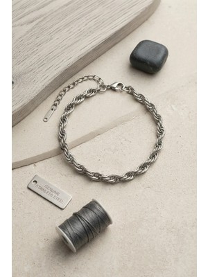 Veraura Lifestyle 316L Çelik Gümüş Renk Burgu Zincir Model Erkek Bileklik
