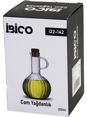 Veraura Lifestyle Mini Cam Yağdanlık Çizgili Desen 300ML Ahşap Bambu Mantar Tıpa