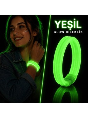 Veraura Lifestyle Yeşil Kalın Glow Bileklik – Kırılarak Yanan Parti ve Festival Bilekliği